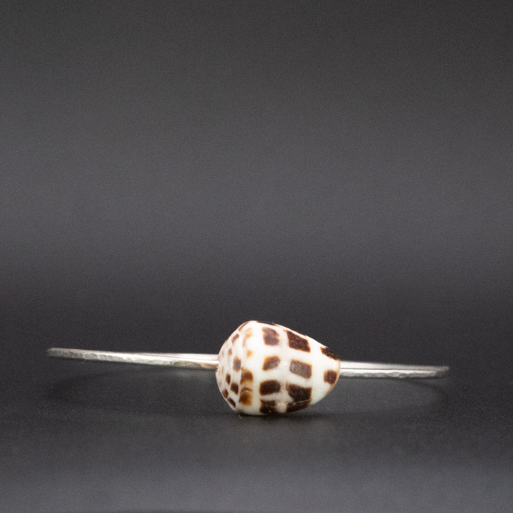 Hawaiian Hebrew Cone Shell Bangle | Hammered Sterling Silver | Size S/M