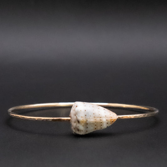 Hawaiian Abbreviated Cone Shell Bangle | Hammered Gold Filled | Size L