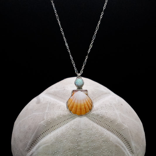 Sunrise Shell and Opal Pendant Necklace | Sterling Silver