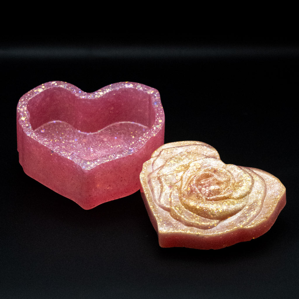 Heart Shaped Blooming Rose Jewelry Box